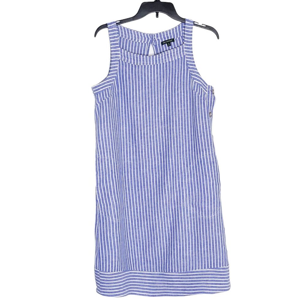 For Cynthia Women Dress Size M Linen Blend Sleeveless 2 Pockets Button Side